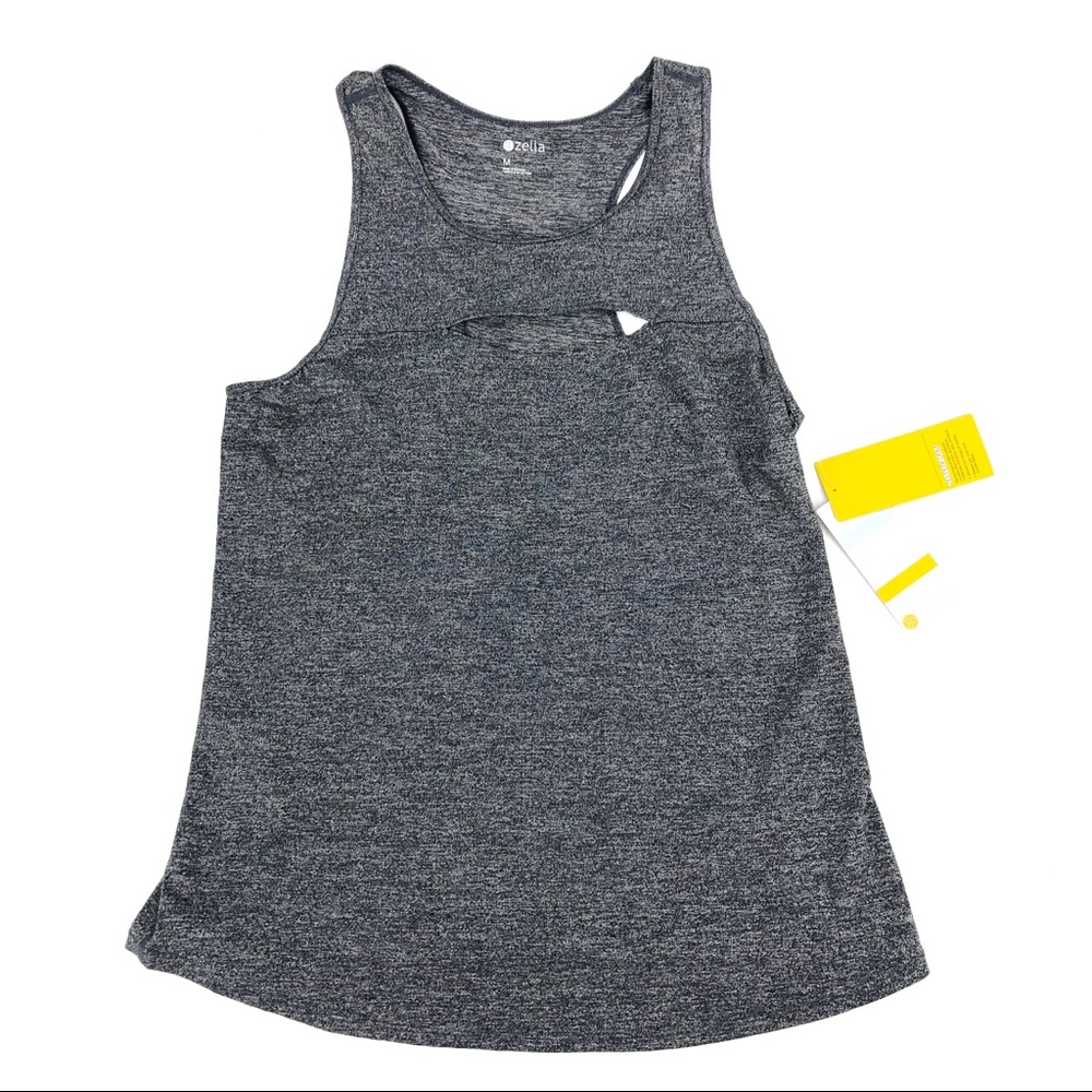 NWT Zella Cut Out Racerback Gray/Black Tank Top M